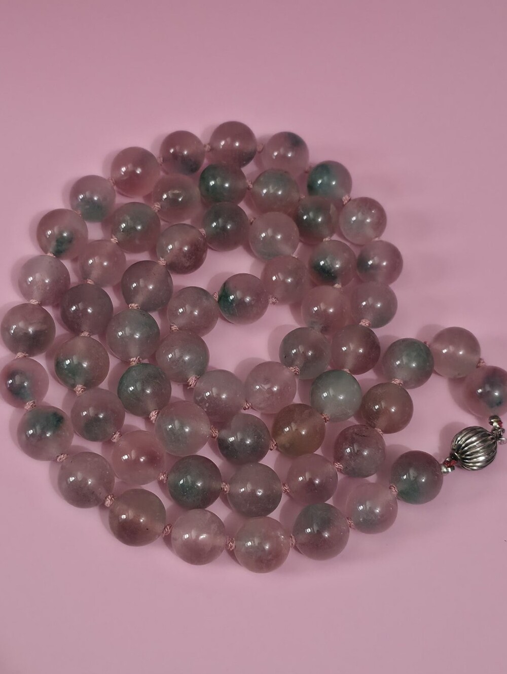 Vintage Pink And Green Quartz Necklace
